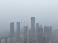 A high-tech zone is shrouded in thick smog in Xi'an, Shaanxi province, China, on November 9, 2024. (