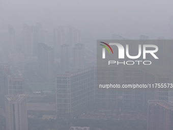 A high-tech zone is shrouded in thick smog in Xi'an, Shaanxi province, China, on November 9, 2024. (