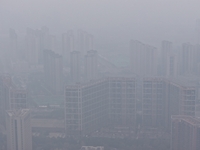 A high-tech zone is shrouded in thick smog in Xi'an, Shaanxi province, China, on November 9, 2024. (