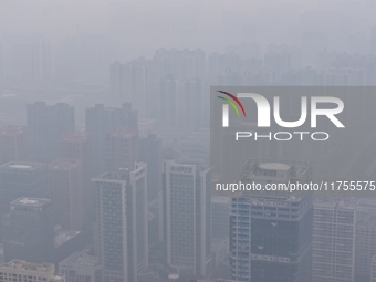 A high-tech zone is shrouded in thick smog in Xi'an, Shaanxi province, China, on November 9, 2024. (