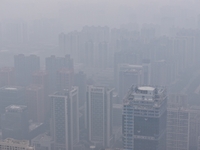 A high-tech zone is shrouded in thick smog in Xi'an, Shaanxi province, China, on November 9, 2024. (