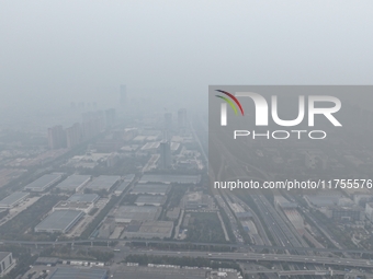 A high-tech zone is shrouded in thick smog in Xi'an, Shaanxi province, China, on November 9, 2024. (