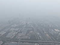 A high-tech zone is shrouded in thick smog in Xi'an, Shaanxi province, China, on November 9, 2024. (