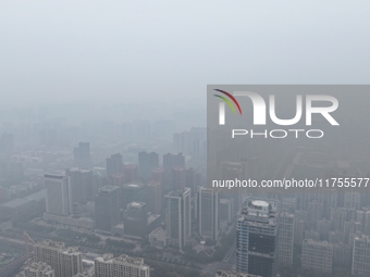 A high-tech zone is shrouded in thick smog in Xi'an, Shaanxi province, China, on November 9, 2024. (