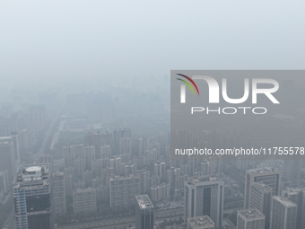 A high-tech zone is shrouded in thick smog in Xi'an, Shaanxi province, China, on November 9, 2024. (