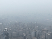 A high-tech zone is shrouded in thick smog in Xi'an, Shaanxi province, China, on November 9, 2024. (