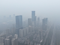 A high-tech zone is shrouded in thick smog in Xi'an, Shaanxi province, China, on November 9, 2024. (