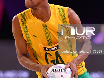 Eugene Sinxezi of South Africa competes in the Fast5 Netball World Series match between Australia and South Africa at the Wolfbrook Arena in...