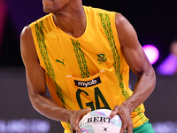 Eugene Sinxezi of South Africa competes in the Fast5 Netball World Series match between Australia and South Africa at the Wolfbrook Arena in...