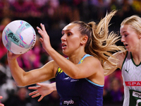 Leesa Mi Mi of Australia passes the ball during the Fast5 Netball World Series match between Australia and South Africa at the Wolfbrook Are...