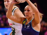 Leesa Mi Mi of Australia passes the ball during the Fast5 Netball World Series match between Australia and South Africa at the Wolfbrook Are...