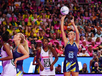 Matissa Letherbarrow of Australia (R) shoots during the Fast5 Netball World Series match between Australia and South Africa at the Wolfbrook...