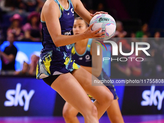 Lauren Frew of Australia competes in the Fast5 Netball World Series match between Australia and South Africa at the Wolfbrook Arena in Chris...