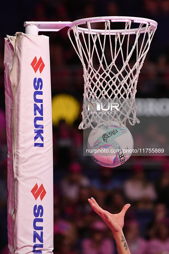 A goal is scored during the Fast5 Netball World Series match between New Zealand and Australia in Christchurch, New Zealand, on November 9,...