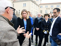 Mrs. Yael Braun Pivet, President of the National Assembly, visits the market of Neuville sur Saone in Rhone, France, on November 8, 2024. (