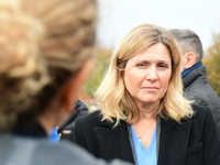 Mrs. Yael Braun Pivet, President of the National Assembly, visits the market of Neuville sur Saone in Rhone, France, on November 8, 2024. (