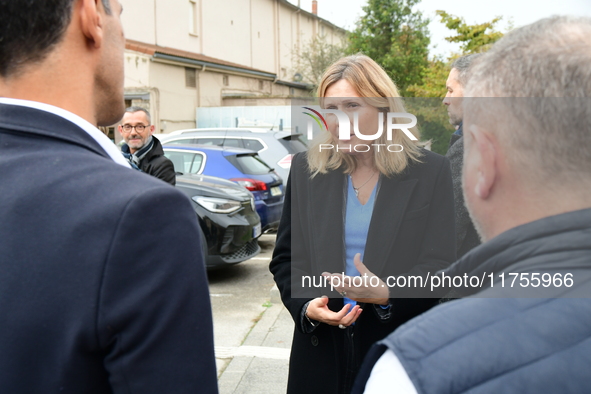 Mrs. Yael Braun Pivet, President of the National Assembly, visits the market of Neuville sur Saone in Rhone, France, on November 8, 2024. 