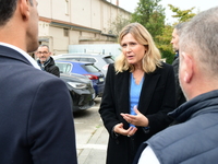 Mrs. Yael Braun Pivet, President of the National Assembly, visits the market of Neuville sur Saone in Rhone, France, on November 8, 2024. (