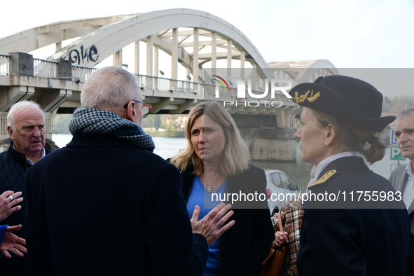 Mrs. Yael Braun Pivet, President of the National Assembly, visits the market of Neuville sur Saone in Rhone, France, on November 8, 2024. 