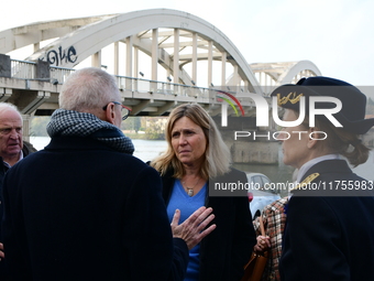 Mrs. Yael Braun Pivet, President of the National Assembly, visits the market of Neuville sur Saone in Rhone, France, on November 8, 2024. (