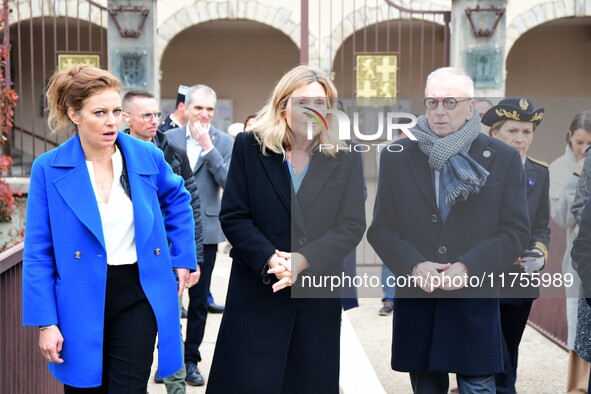 Mrs. Yael Braun Pivet, President of the National Assembly, visits the market of Neuville sur Saone in Rhone, France, on November 8, 2024. 