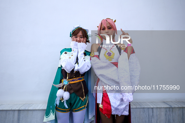 Nepali cosplayers attend the Otaku Jatra, an annual event organized in Kathmandu, Nepal, on November 9, 2024. Cosplay, a portmanteau of ''Co...