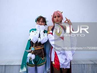 Nepali cosplayers attend the Otaku Jatra, an annual event organized in Kathmandu, Nepal, on November 9, 2024. Cosplay, a portmanteau of ''Co...