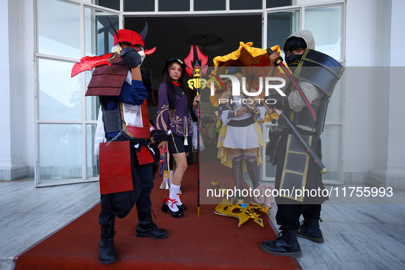 Nepali cosplayers attend the Otaku Jatra, an annual event organized in Kathmandu, Nepal, on November 9, 2024. Cosplay, a portmanteau of ''Co...