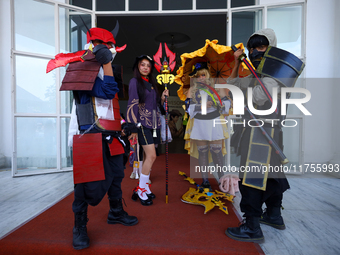 Nepali cosplayers attend the Otaku Jatra, an annual event organized in Kathmandu, Nepal, on November 9, 2024. Cosplay, a portmanteau of ''Co...