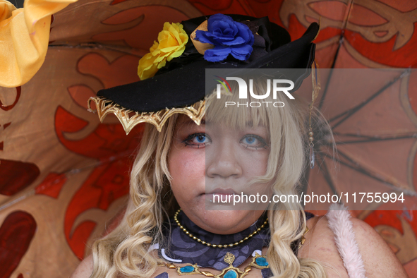 Nepali cosplayers attend the Otaku Jatra, an annual event organized in Kathmandu, Nepal, on November 9, 2024. Cosplay, a portmanteau of ''Co...