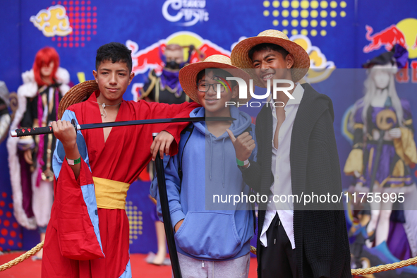 Nepali cosplayers attend the Otaku Jatra, an annual event organized in Kathmandu, Nepal, on November 9, 2024. Cosplay, a portmanteau of ''Co...