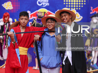 Nepali cosplayers attend the Otaku Jatra, an annual event organized in Kathmandu, Nepal, on November 9, 2024. Cosplay, a portmanteau of ''Co...