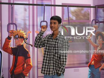 A cosplay fan poses for a photo at Otaku Jatra, the annual cosplay festival of Nepal, in Kathmandu, Nepal, on November 9, 2024. Cosplay, a p...