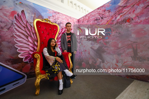 Nepali cosplayers attend the Otaku Jatra, an annual event organized in Kathmandu, Nepal, on November 9, 2024. Cosplay, a portmanteau of ''Co...