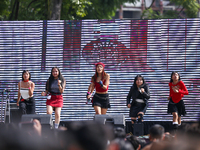 A group of artists performs K-pop dance during the Otaku Jatra cosplay festival in Kathmandu, Nepal, on November 9, 2024. Cosplay, a portman...