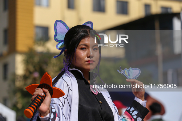 Nepali cosplayers attend the Otaku Jatra, an annual event organized in Kathmandu, Nepal, on November 9, 2024. Cosplay, a portmanteau of ''Co...