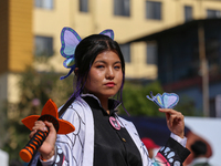 Nepali cosplayers attend the Otaku Jatra, an annual event organized in Kathmandu, Nepal, on November 9, 2024. Cosplay, a portmanteau of ''Co...