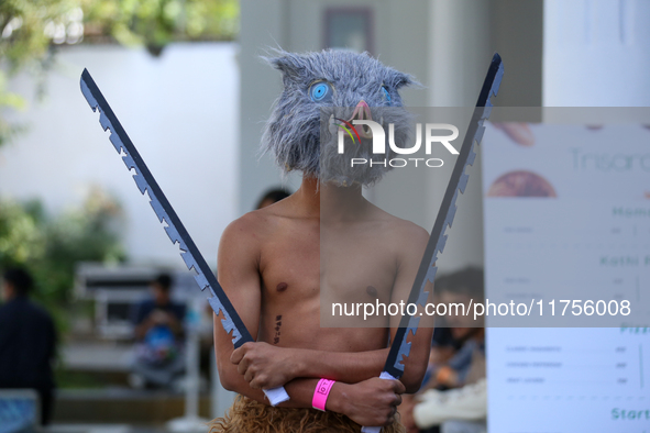 Nepali cosplayers attend the Otaku Jatra, an annual event organized in Kathmandu, Nepal, on November 9, 2024. Cosplay, a portmanteau of ''Co...