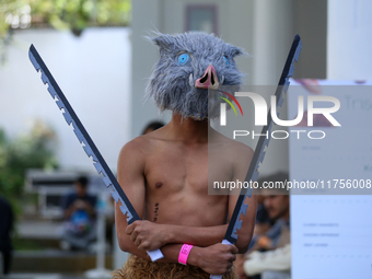 Nepali cosplayers attend the Otaku Jatra, an annual event organized in Kathmandu, Nepal, on November 9, 2024. Cosplay, a portmanteau of ''Co...