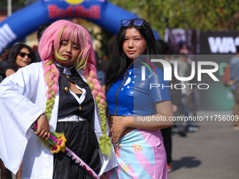 Nepali cosplayers attend the Otaku Jatra, an annual event organized in Kathmandu, Nepal, on November 9, 2024. Cosplay, a portmanteau of ''Co...