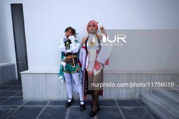 Nepali cosplayers attend the Otaku Jatra, an annual event organized in Kathmandu, Nepal, on November 9, 2024. Cosplay, a portmanteau of ''Co...