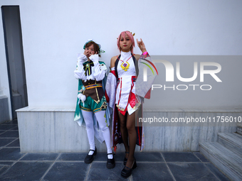 Nepali cosplayers attend the Otaku Jatra, an annual event organized in Kathmandu, Nepal, on November 9, 2024. Cosplay, a portmanteau of ''Co...