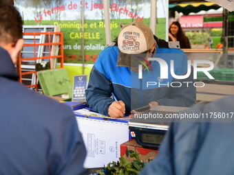 The Neuville sur Saone Market is in France on November 8, 2024. (