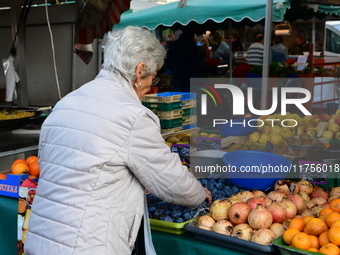 The Neuville sur Saone Market is in France on November 8, 2024. (