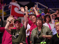 Fans show their support during the Fast5 Netball World Series match between New Zealand and Australia in Christchurch, New Zealand, on Novem...