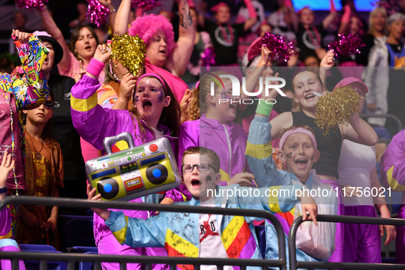 Fans show their support during the Fast5 Netball World Series match between New Zealand and Australia in Christchurch, New Zealand, on Novem...