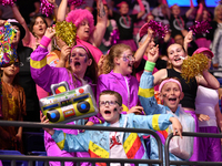 Fans show their support during the Fast5 Netball World Series match between New Zealand and Australia in Christchurch, New Zealand, on Novem...