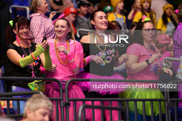 Fans show their support during the Fast5 Netball World Series match between New Zealand and Australia in Christchurch, New Zealand, on Novem...