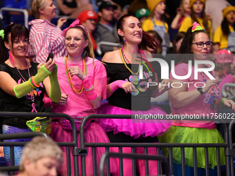 Fans show their support during the Fast5 Netball World Series match between New Zealand and Australia in Christchurch, New Zealand, on Novem...