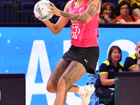 Erena Mikaere of New Zealand jumps for the ball during the Fast5 Netball World Series match between New Zealand and Australia in Christchurc...